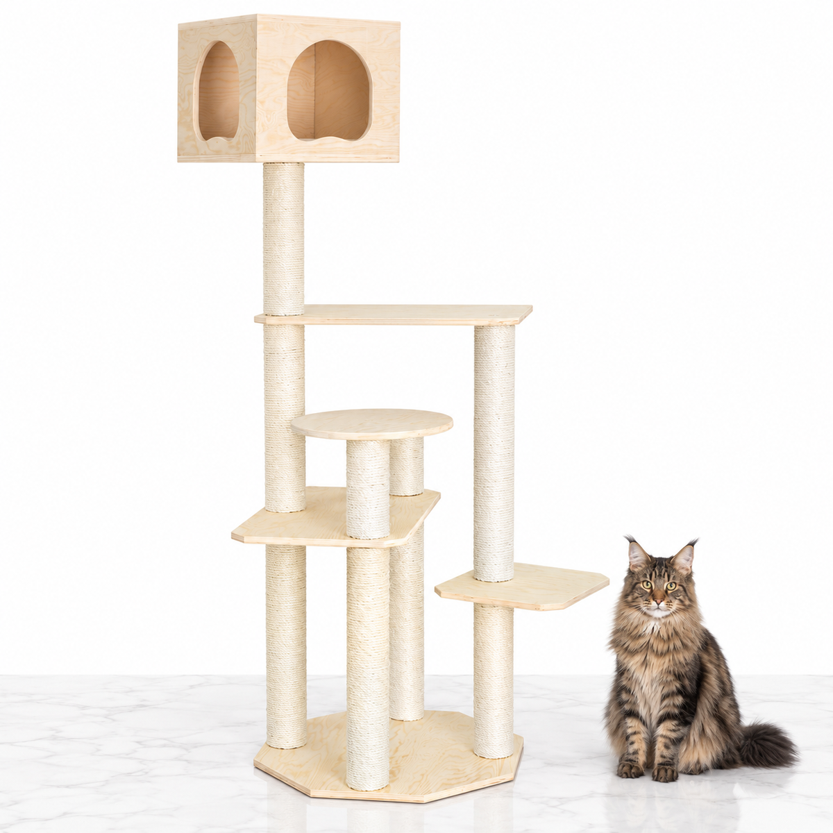 Armarkat S6905 69-inch Pine Cat Tree — maine coon brown