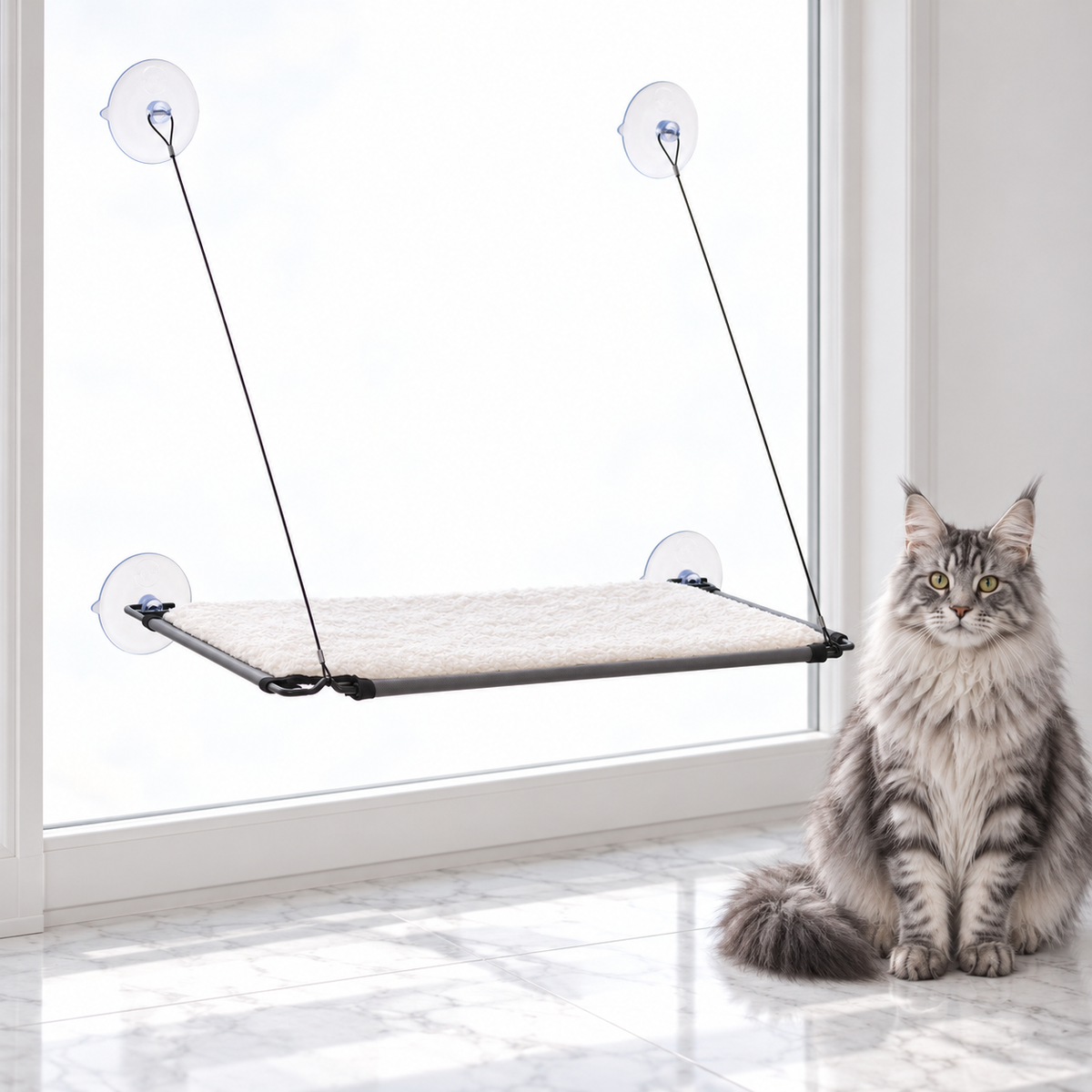Window Lounger Kitty Sill, Single Level — maine coon silver