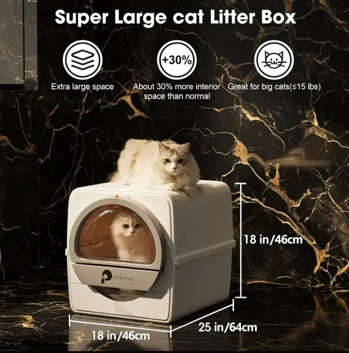 The Dome enclosed litter box with a round front opening and a small entrance step.