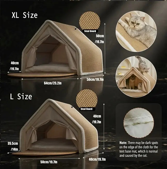 The Koda Pod tent-style resting bed, shown to distinguish a home hideaway from a secure transport carrier.