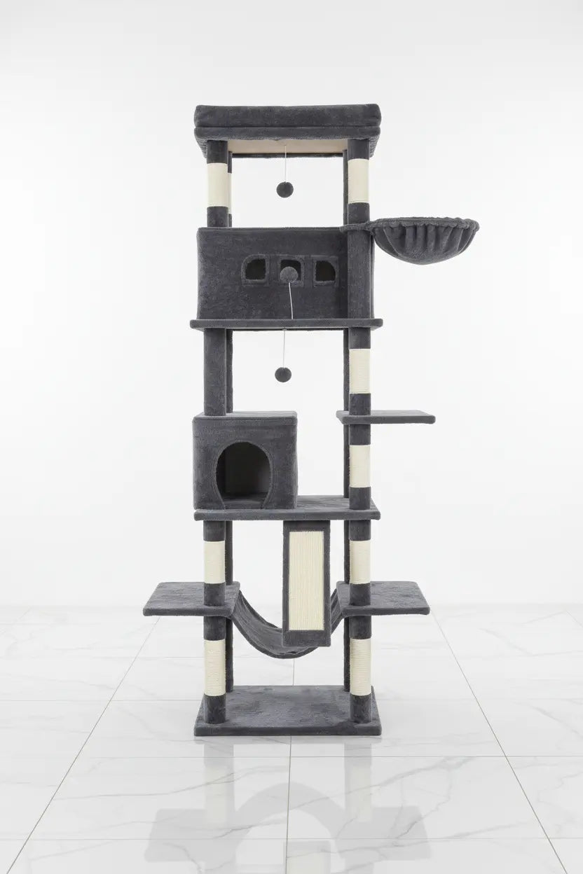 Cat-Cave tall cat tree used as a ready-made furniture measurement example