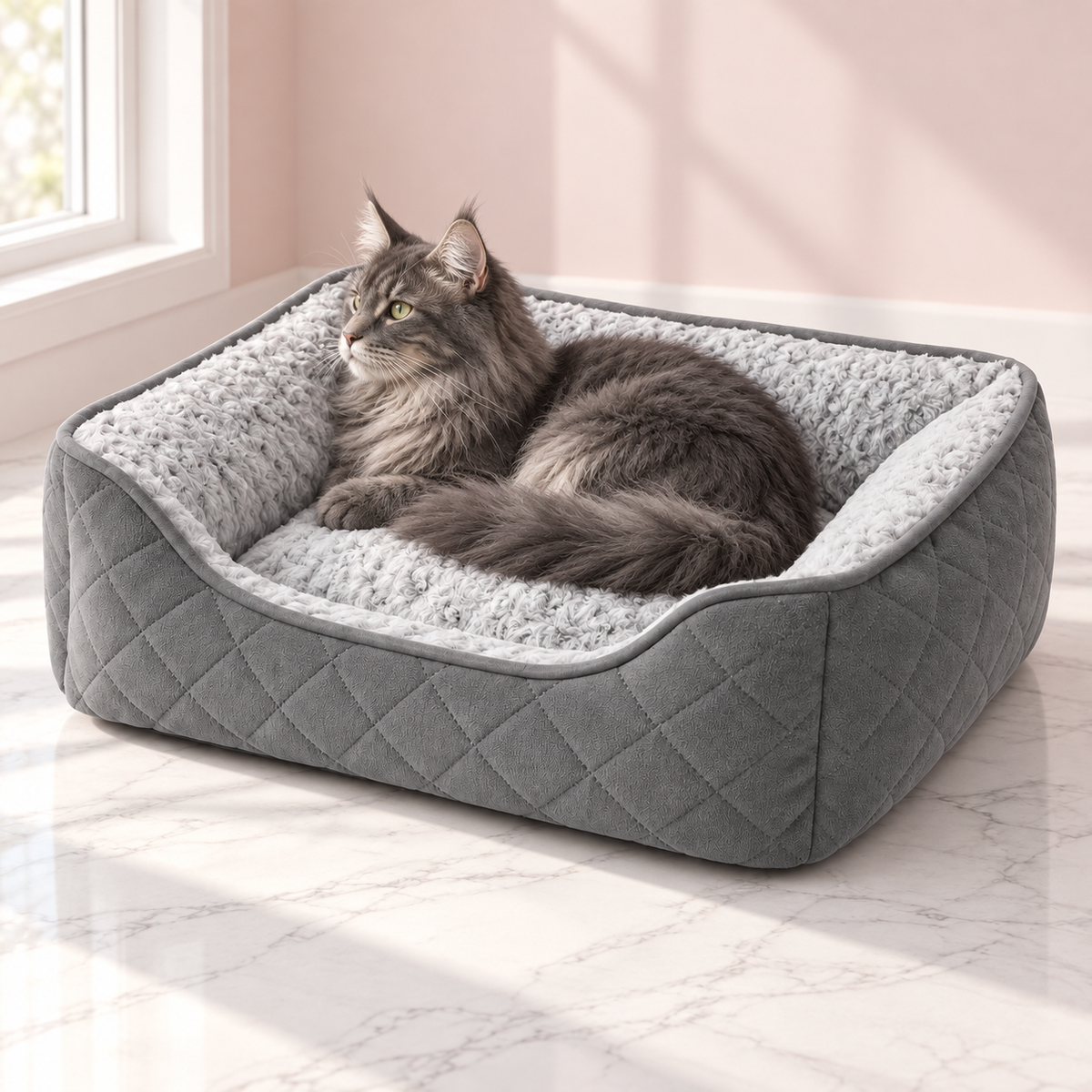 Large cat beds: outer size versus sleeping area