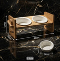Kitty Buffet elevated bamboo cat feeding stand with two ceramic bowls