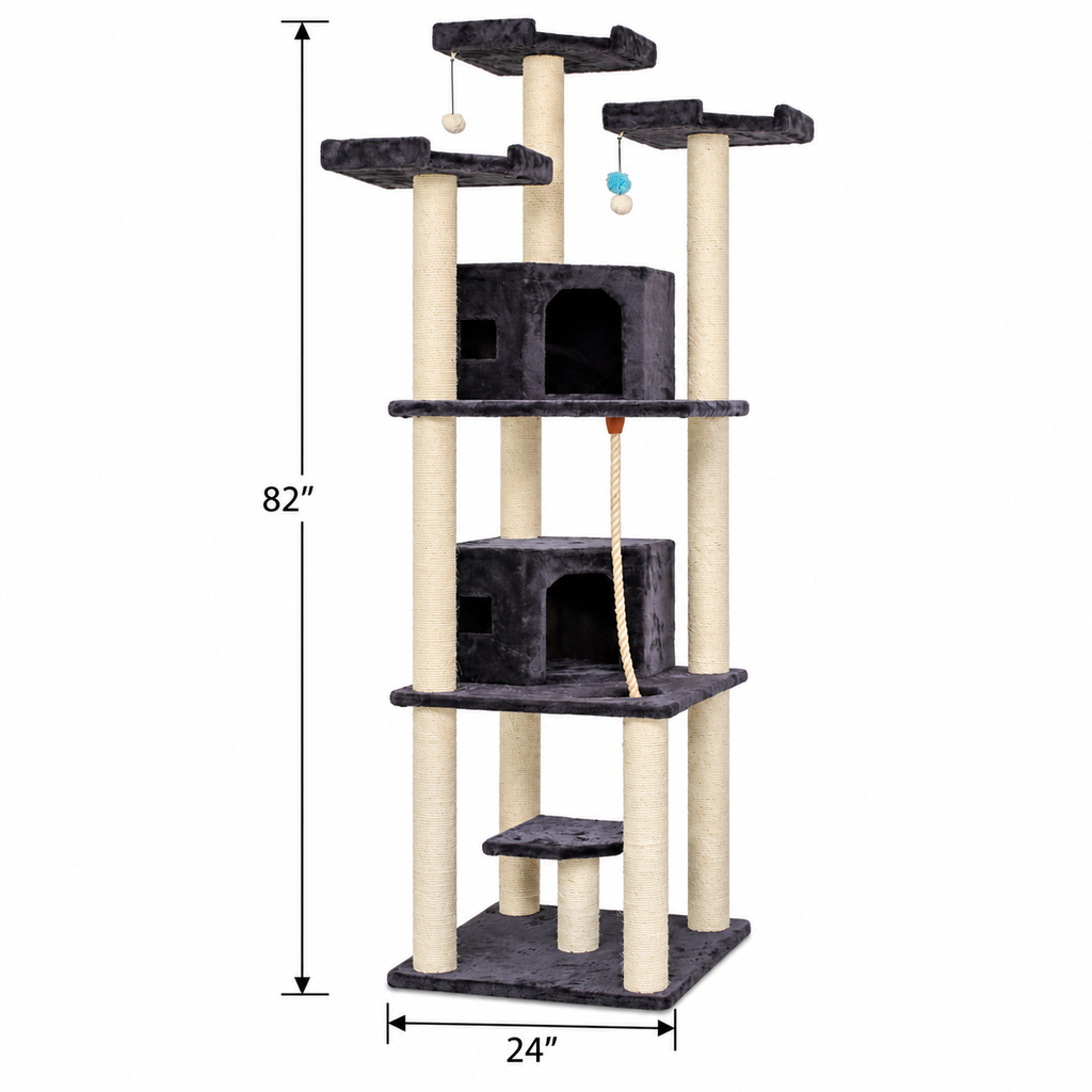 Armarkat A8202 82-inch Cat Tree, Dark Charcoal — dimensions inches