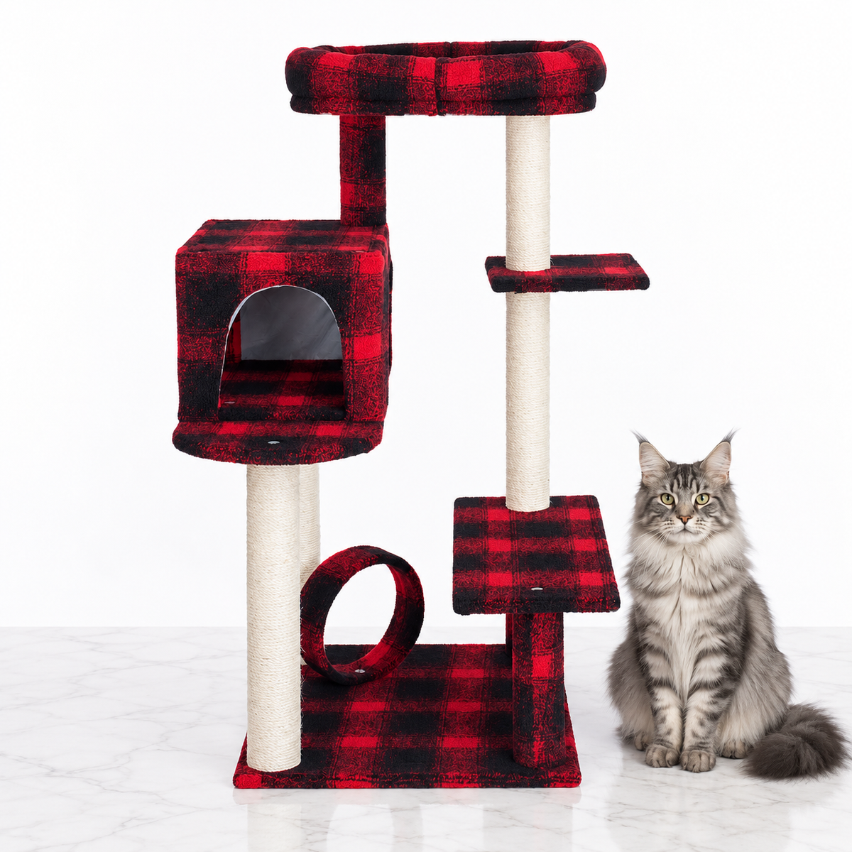 Armarkat B5008 Cat Tree, Scotch Plaid — maine coon silver