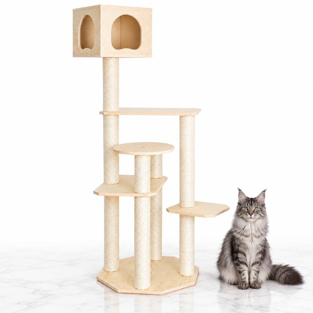 Armarkat S6905 69-inch Pine Cat Tree — maine coon silver