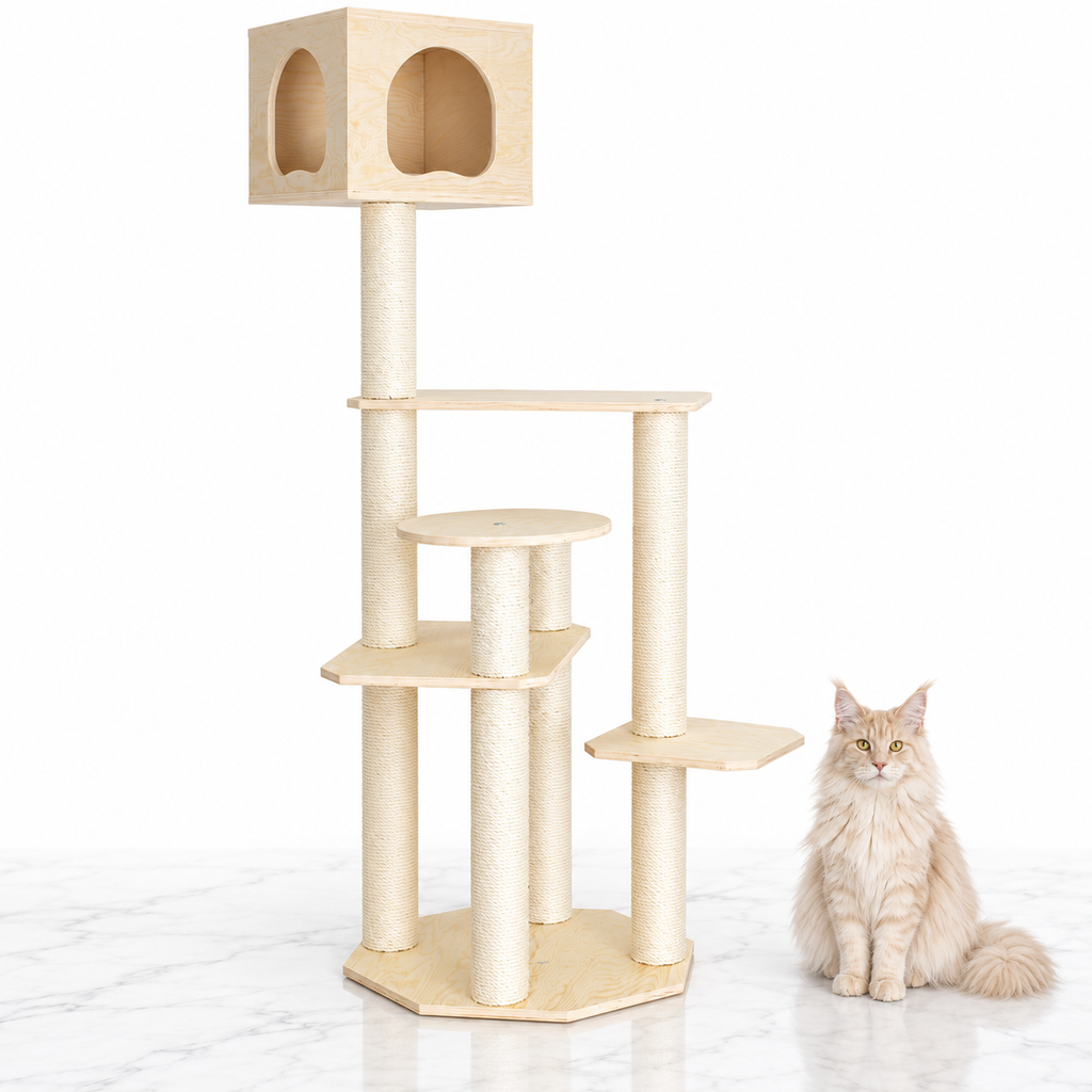 Armarkat S6905 69-inch Pine Cat Tree — maine coon cream