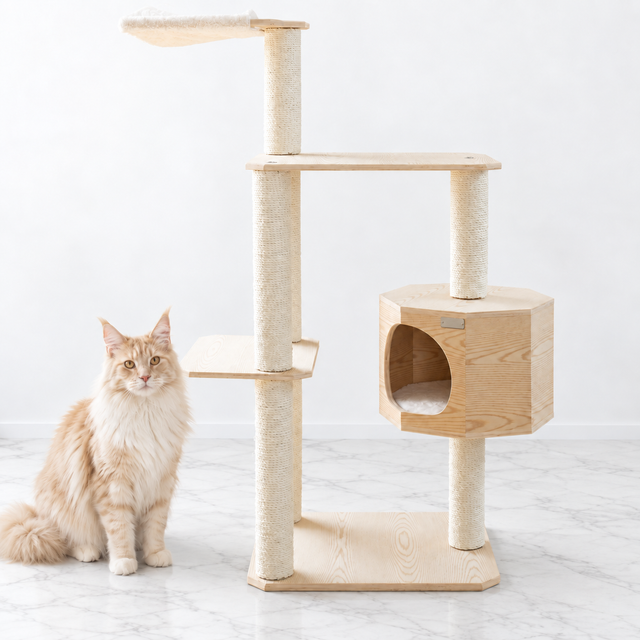 Armarkat Premium Wood Cat Tree S5402 — maine coon cream