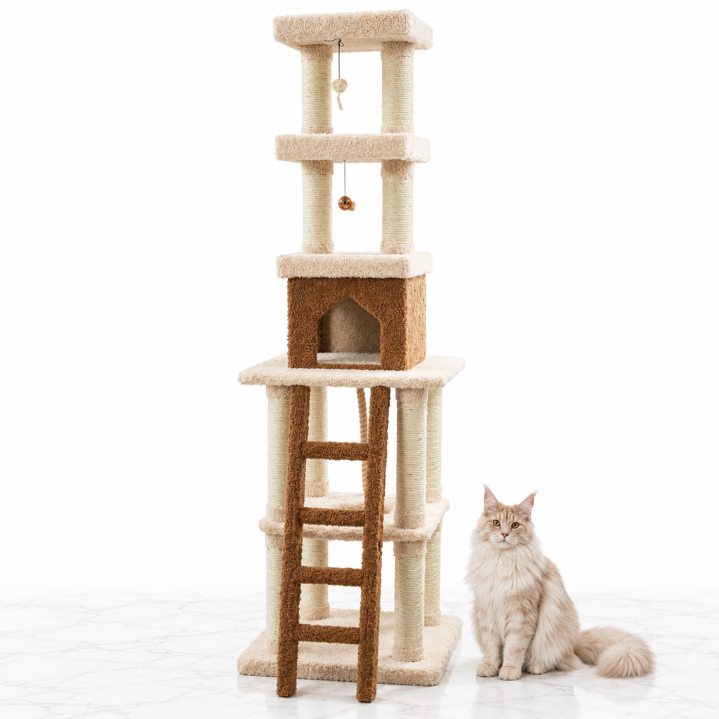 Armarkat X8303 84-inch Premium Cat Tree, Beige — maine coon cream