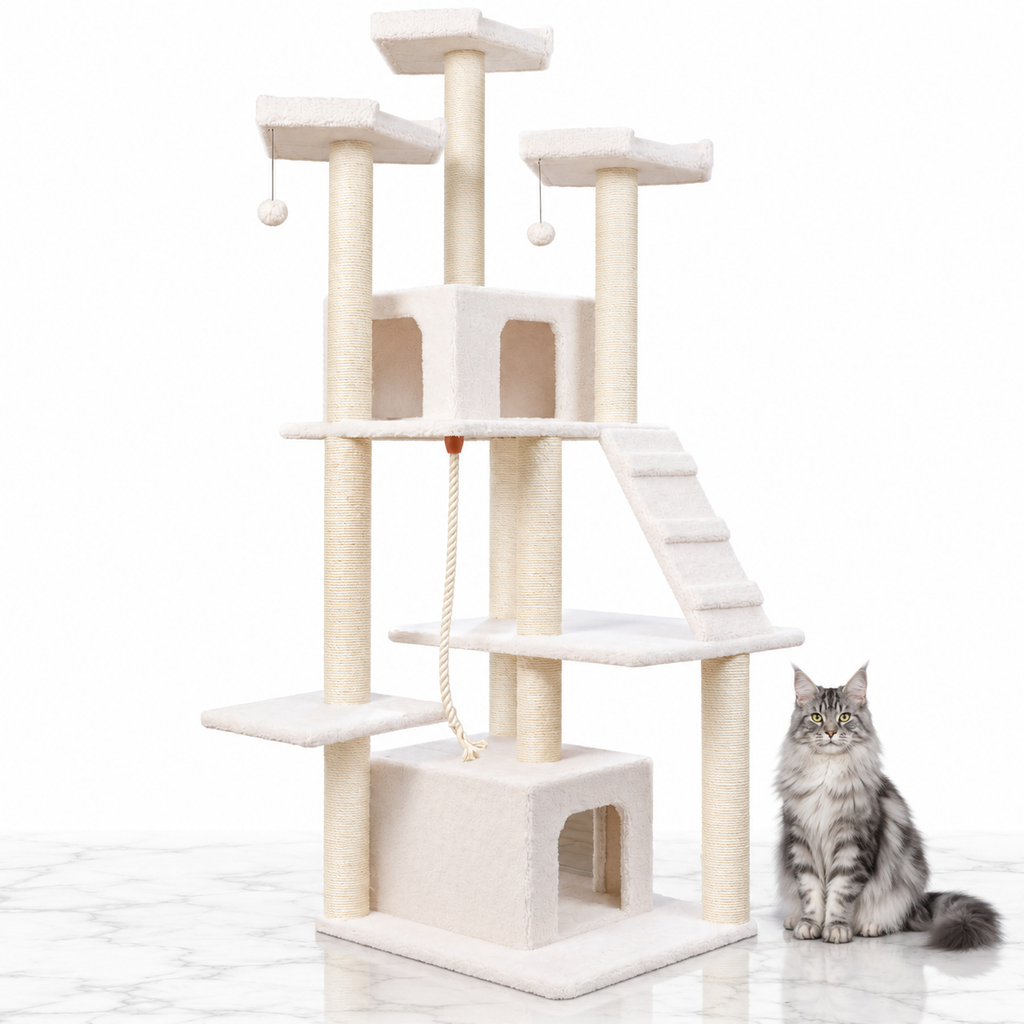 Armarkat B8201 82-inch Classic Cat Tree, Ivory — maine coon silver