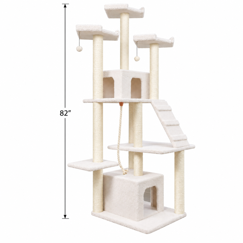 Armarkat B8201 82-inch Classic Cat Tree, Ivory — dimensions inches