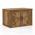 Flip Top Cat Litter Cabinet with Double Barn Doors, Oak — hero marble