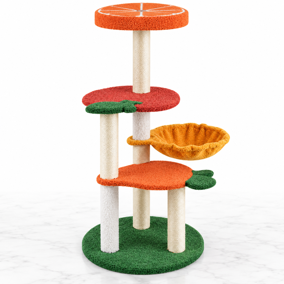 39-inch Fruit Cat Tree, Red and Orange — hero marble