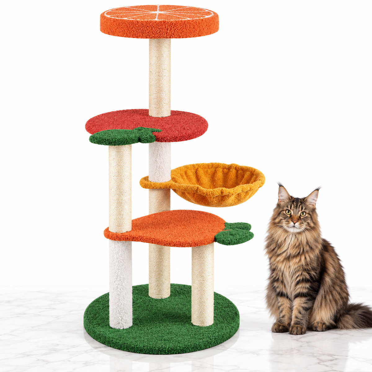 39-inch Fruit Cat Tree, Red and Orange — maine coon brown