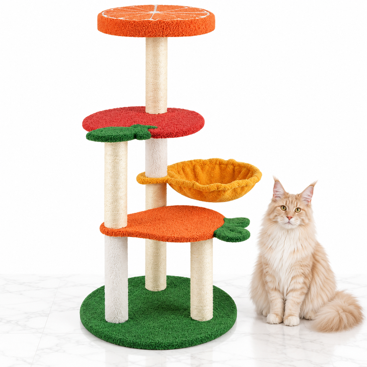 39-inch Fruit Cat Tree, Red and Orange — maine coon cream