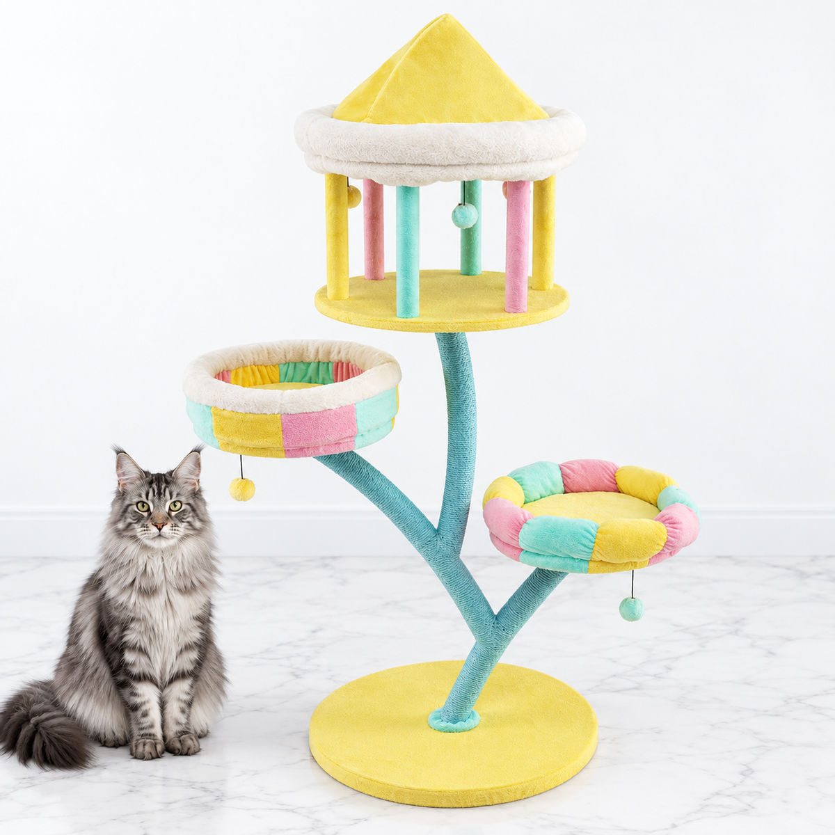 Costway Multi-Layer Cat Tree PV10161 Color — maine coon silver