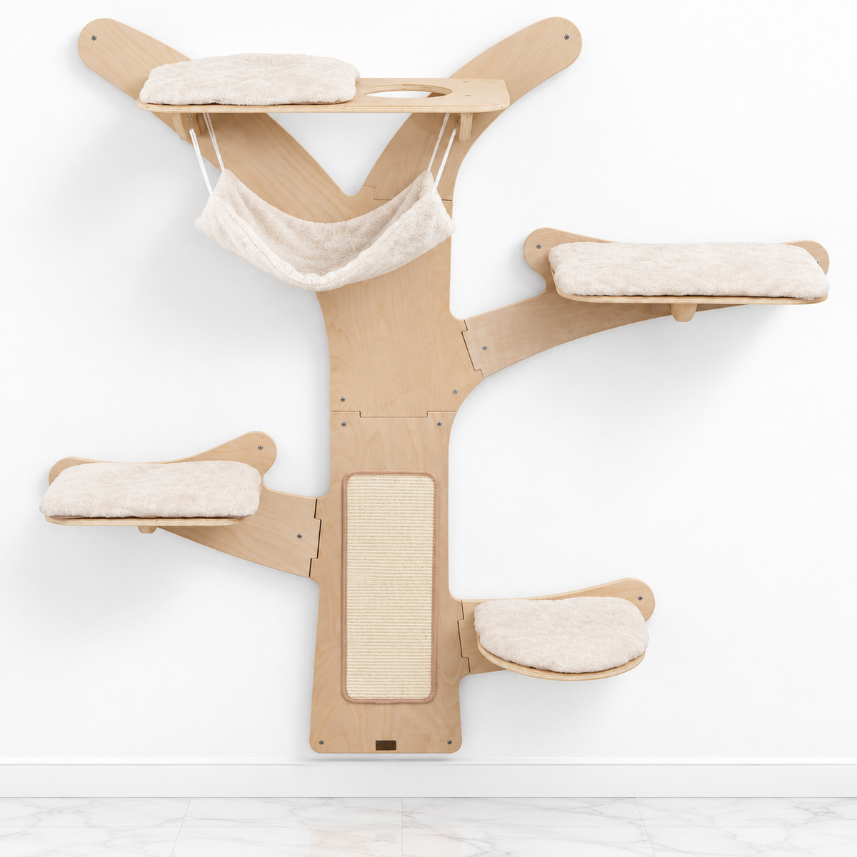 Costway Wall-Mounted Cat Tower PV10152 Natural — hero marble