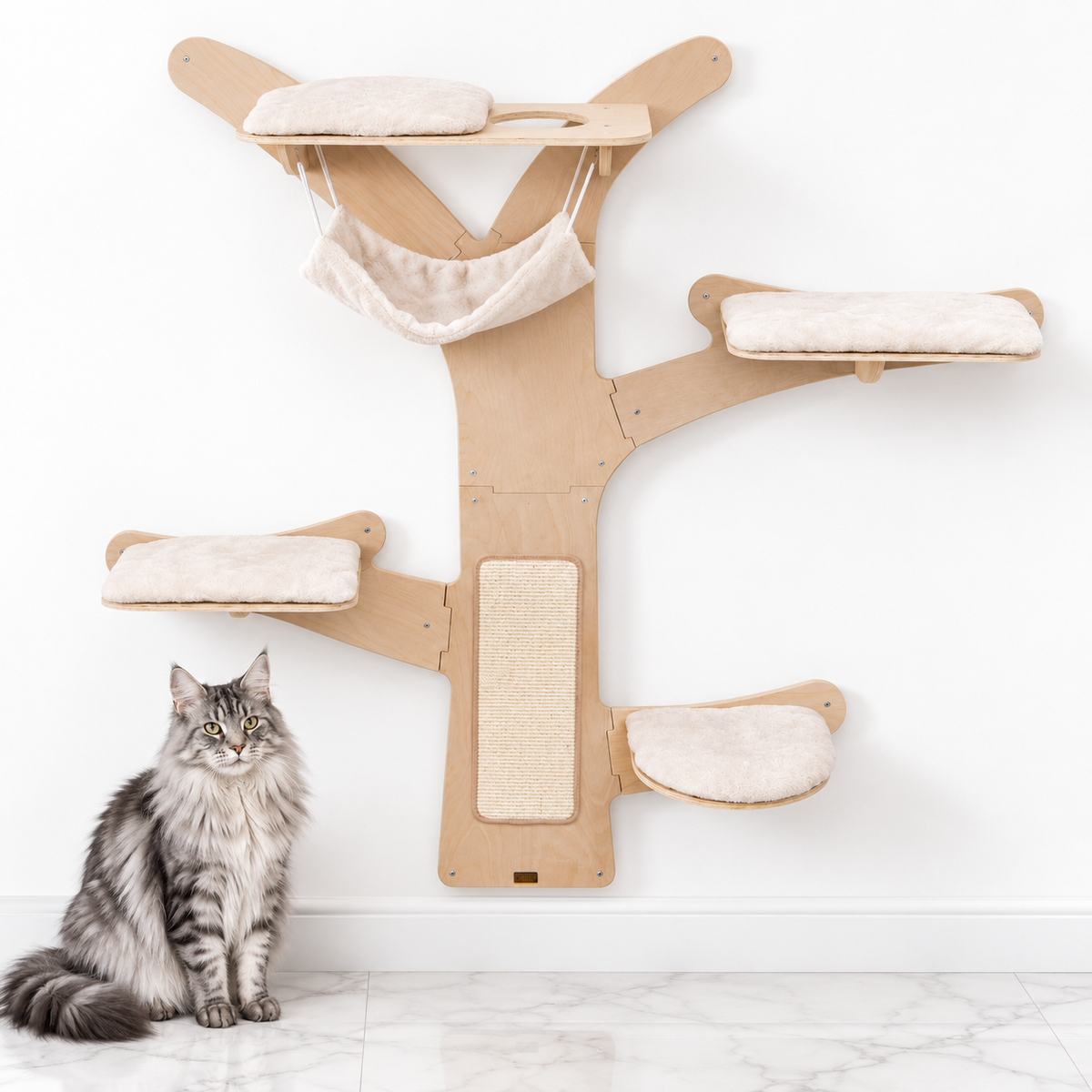 Costway Wall-Mounted Cat Tower PV10152 Natural — maine coon silver