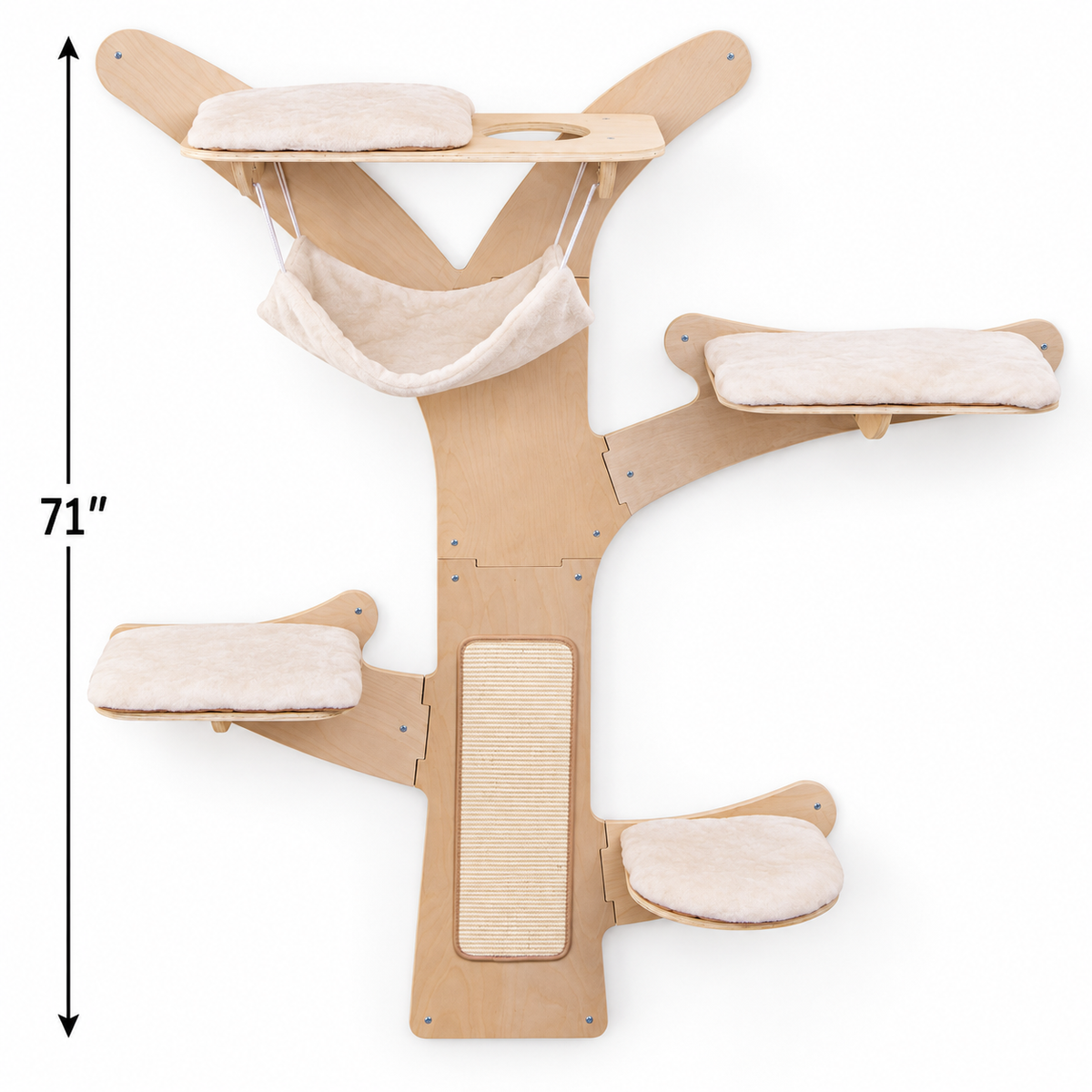 Costway Wall-Mounted Cat Tower PV10152 Natural — dimensions inches
