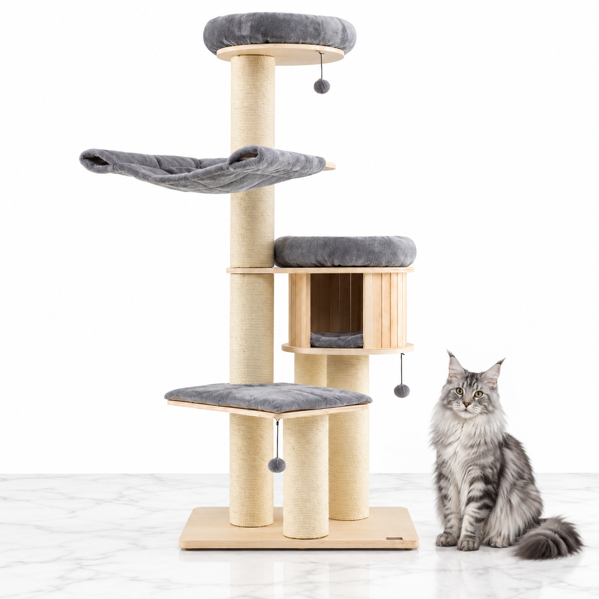 Costway PS7478 gray cat tree — maine coon silver