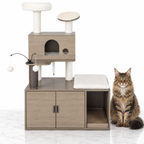 2-in-1 Modern Cat Tower and Litter Box Enclosure, Gray — maine coon brown