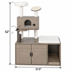 2-in-1 Modern Cat Tower and Litter Box Enclosure, Gray — dimensions inches