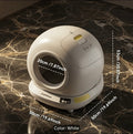 The Gentleman's Abode white globe-shaped self-cleaning cat litter tray