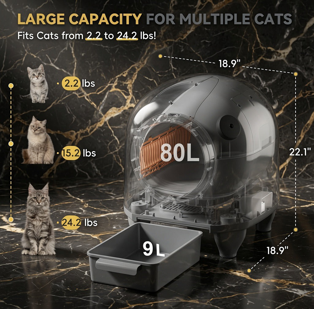 The Bothy automatic litter tray with pull-out 9L waste drawer, suitable for Maine Coons