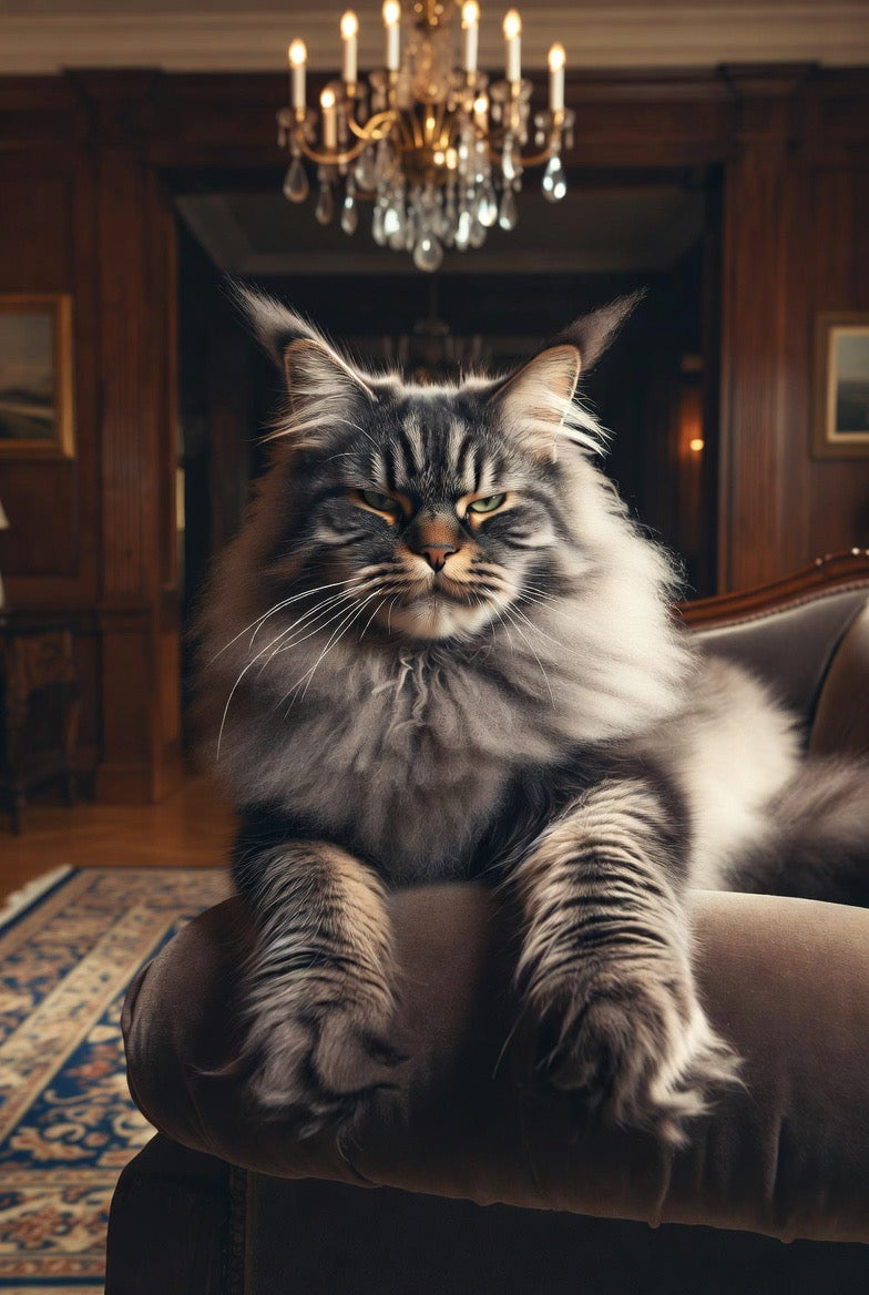 Silver smoke Maine Coon studio portrait