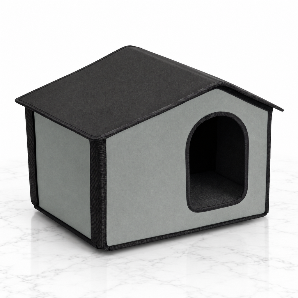 Self-Warming Outdoor Kitty House, Gray — hero marble