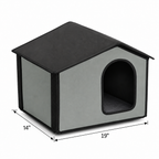 Self-Warming Outdoor Kitty House, Gray — dimensions inches