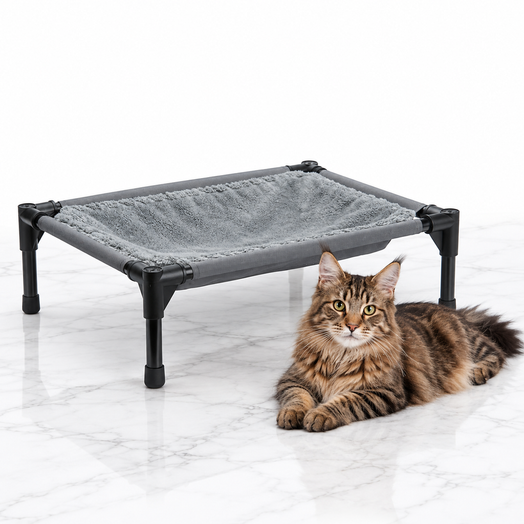 K&H Elevated Hammock Cat Bed — maine coon brown