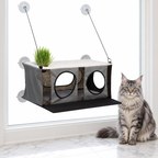 EZ Mount Penthouse Cat Perch with Grass Grow Station — maine coon silver