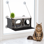 EZ Mount Penthouse Cat Perch with Grass Grow Station — maine coon brown