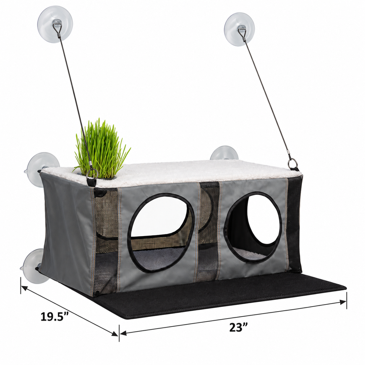 EZ Mount Penthouse Cat Perch with Grass Grow Station — dimensions inches