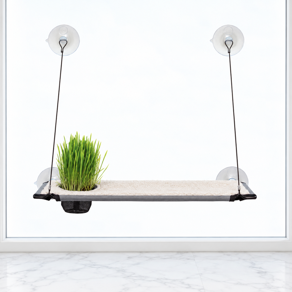 Window Lounger with Cat Grass Grow Station, Single Level — hero marble