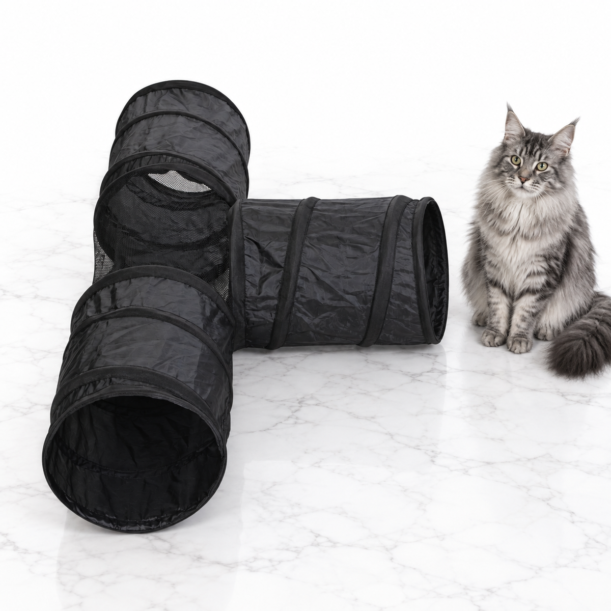 Cat T-Tunnel Toy, Black — maine coon silver