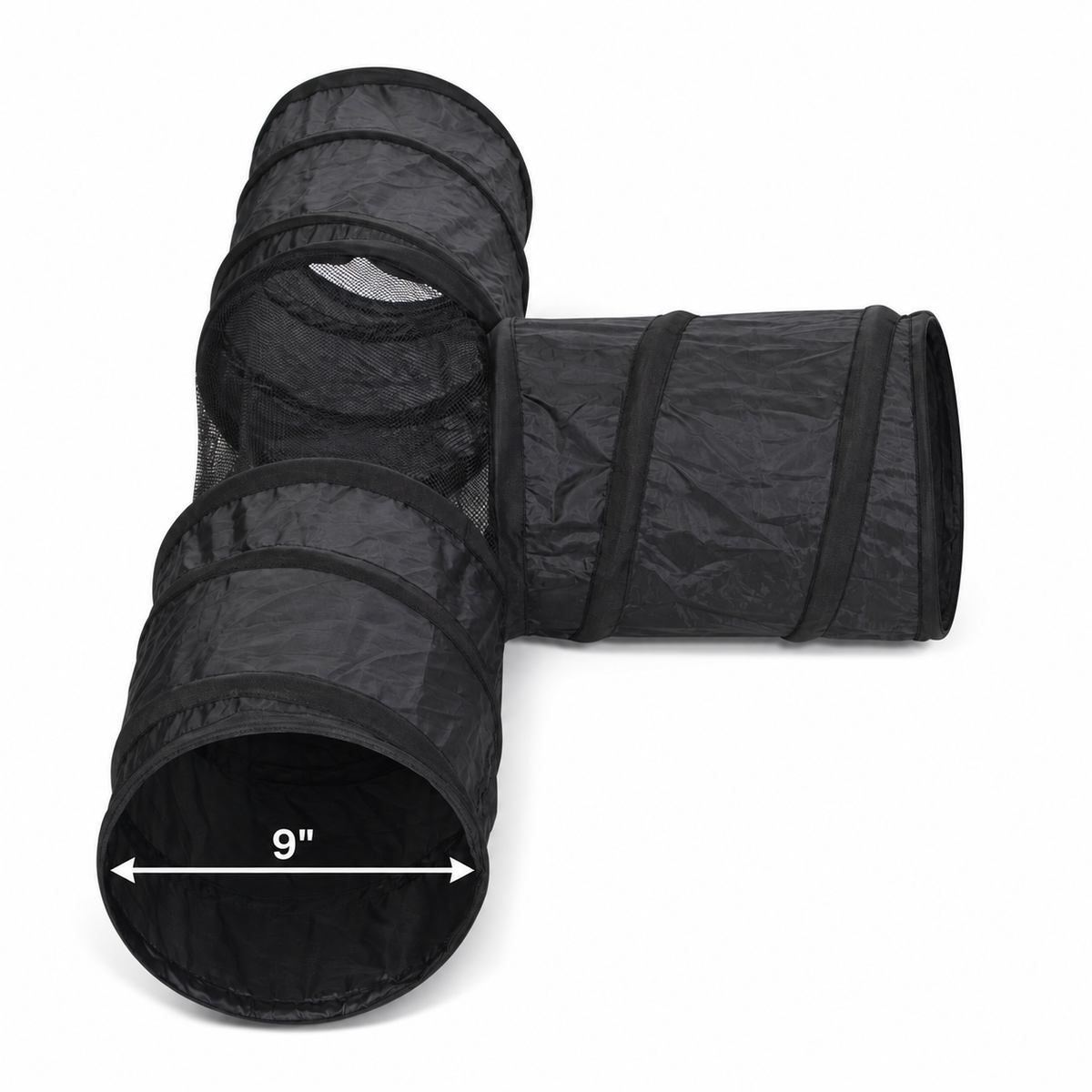 Cat T-Tunnel Toy, Black — dimensions inches
