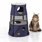 Kitty Tower, Three Story, Dark Denim — maine coon brown