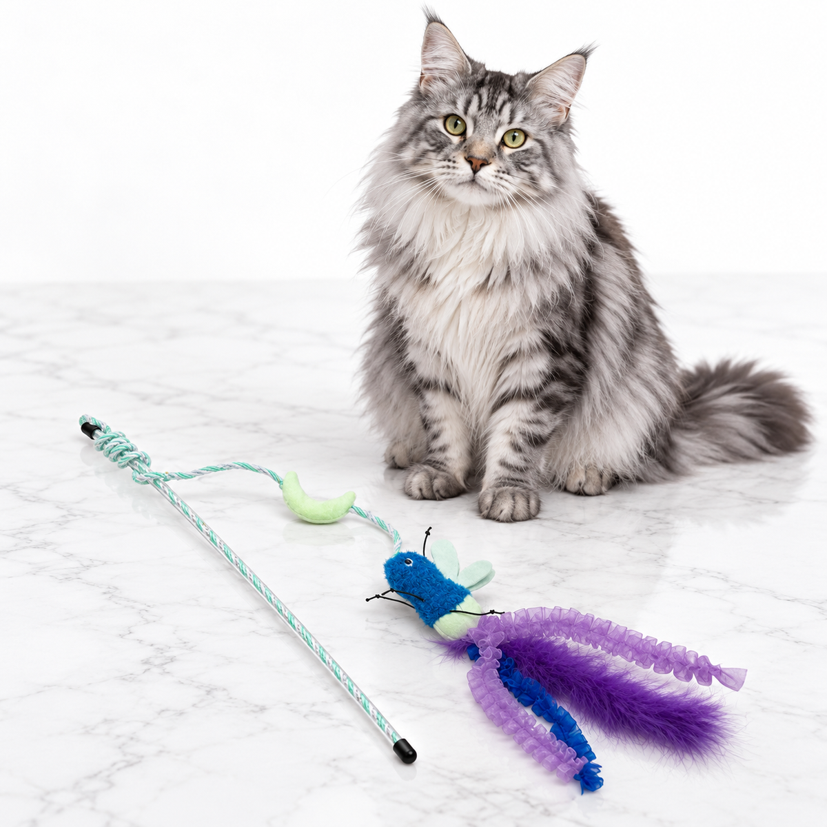 Quirky Kitty Firefly Wand — maine coon silver
