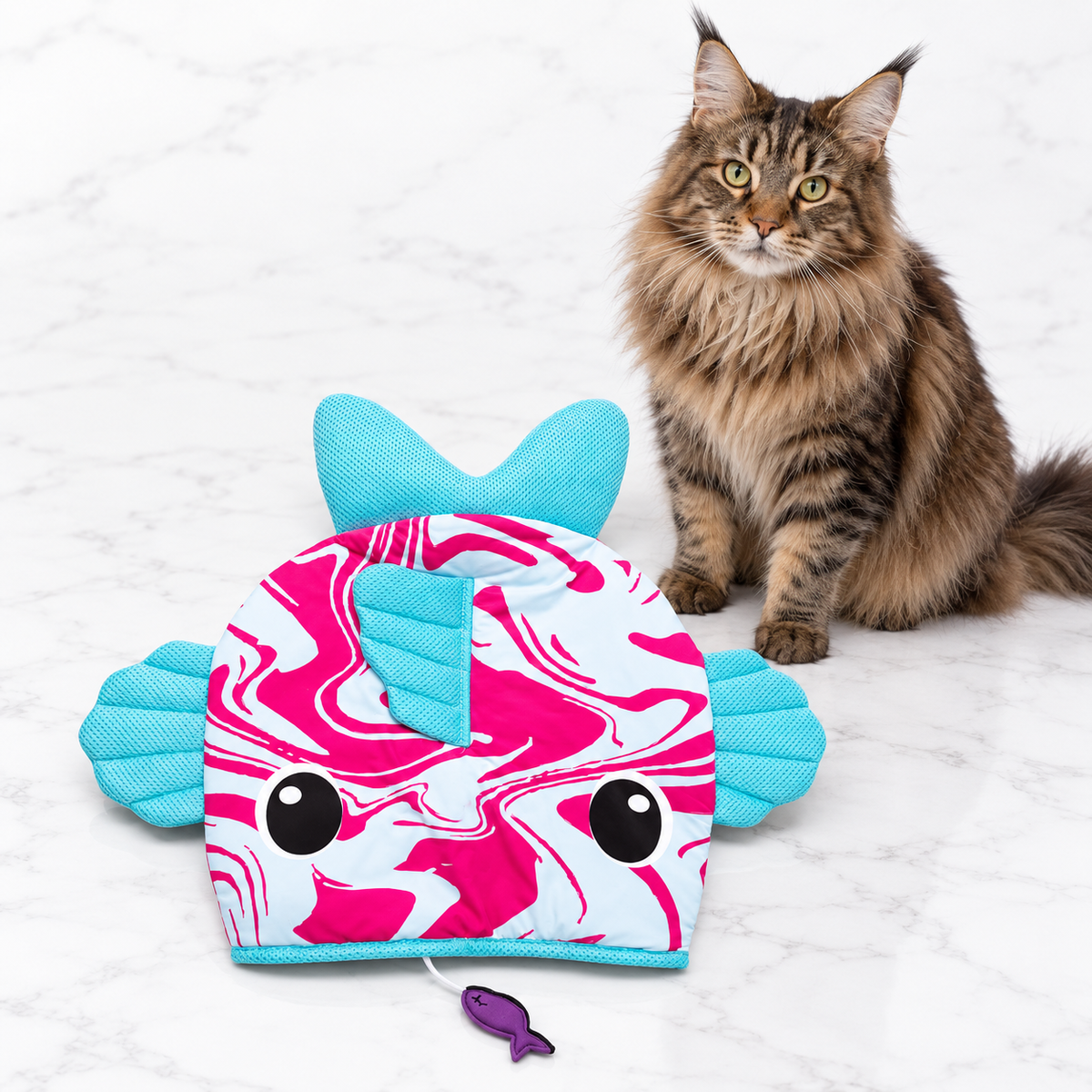 Quirky Kitty Fish Cooling Mat — maine coon brown