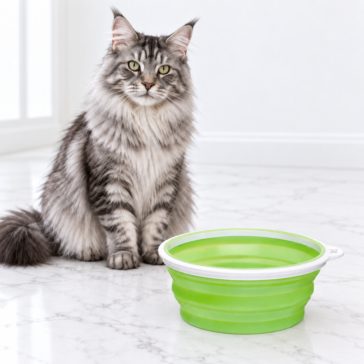 Petmate Bamboo Silicone Travel Bowl, 3 Cups, Green example of assorted color — maine coon silver