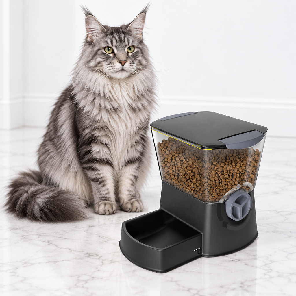 Nano Click Manual Pet Feeder, Black — maine coon silver