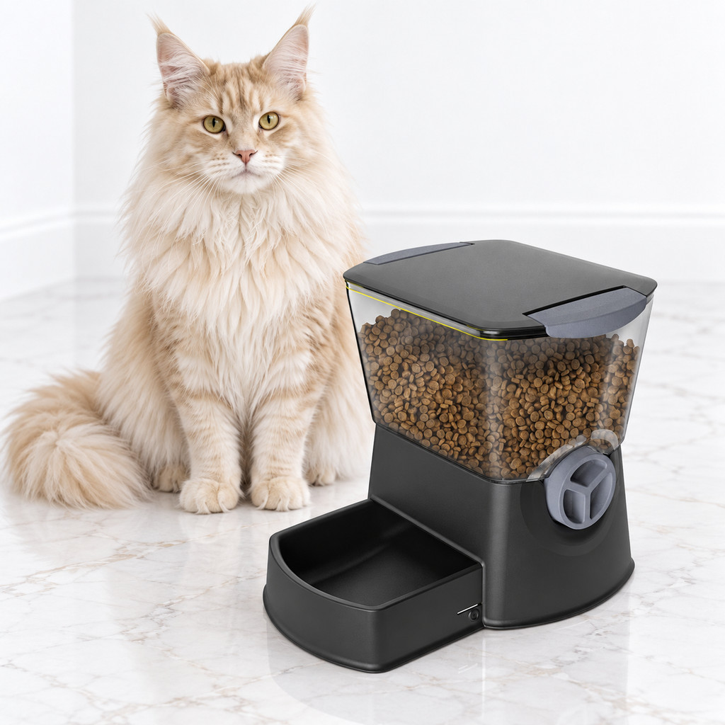 Nano Click Manual Pet Feeder, Black — maine coon cream