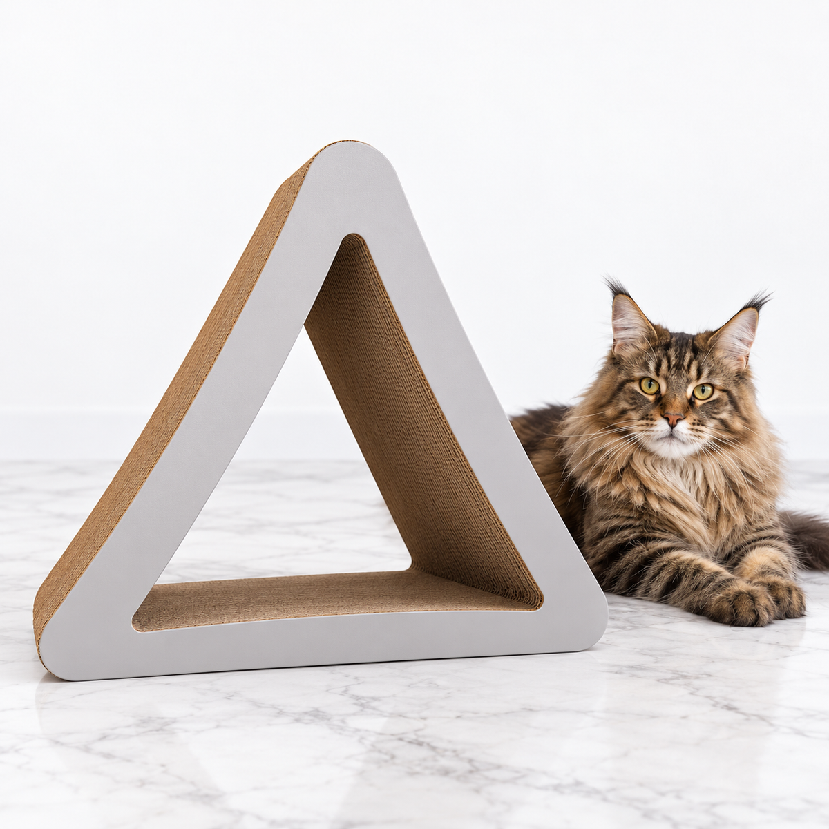 PetFusion 3-Sided Vertical Cat Scratching Post Warm Gray Large — maine coon brown