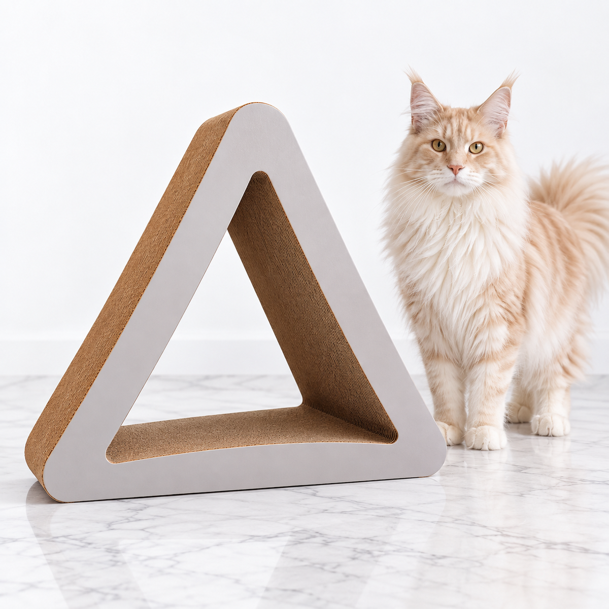 PetFusion 3-Sided Vertical Cat Scratching Post Warm Gray Large — maine coon cream
