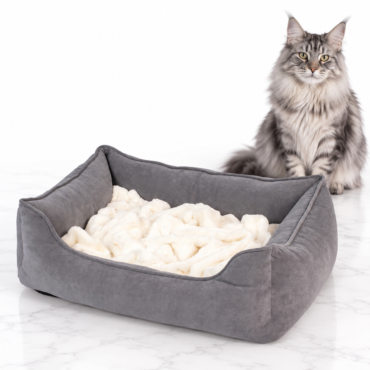 PetFusion Calming Cuddler Bed, Gray — maine coon silver