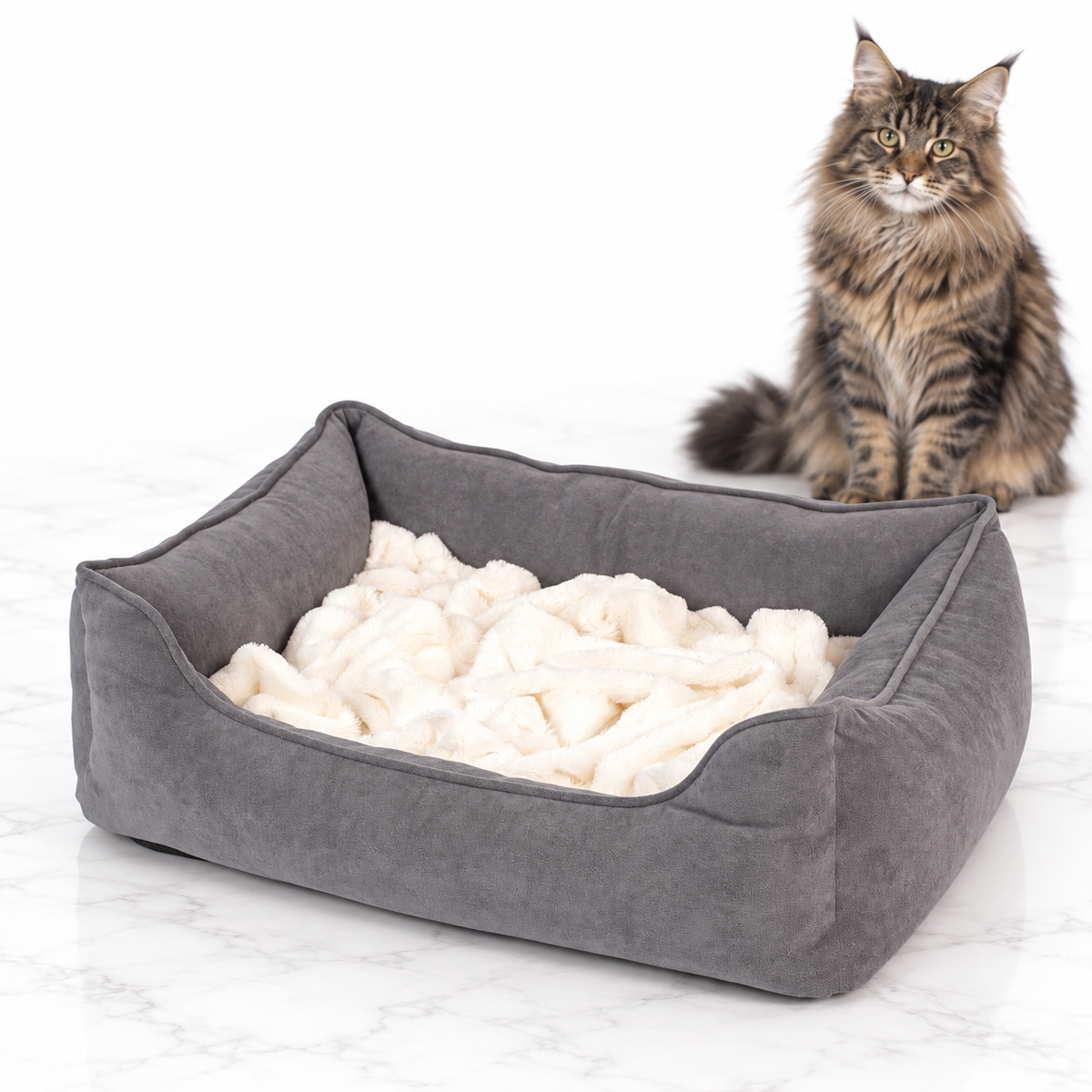 PetFusion Calming Cuddler Bed, Gray — maine coon brown