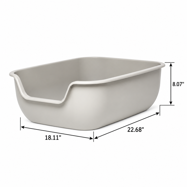 PetFusion BetterBox, Gray, Single Litter Box — dimensions inches