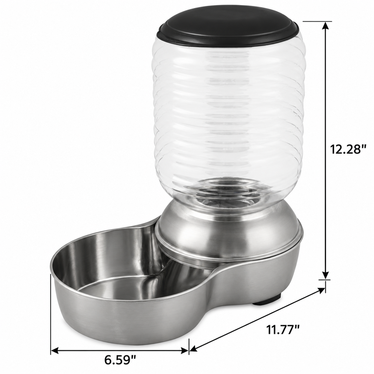 Petmate 5 lb Stainless Steel Replendish Feeder — dimensions inches